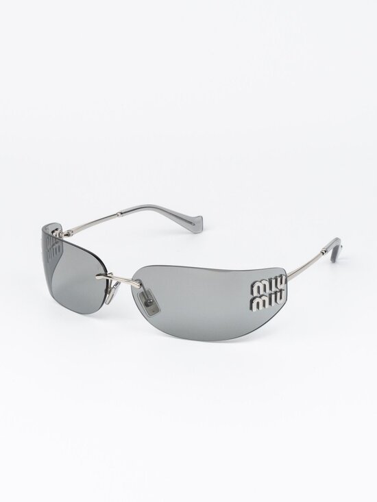 Miu Miu Women Sunglasses Silver Mirror Gradient Rectangle Rimless MUA51S 1BC10Y main image 7